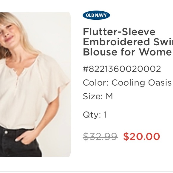 Flutter sleeve embroidered swing blouse - Picture 1 of 4